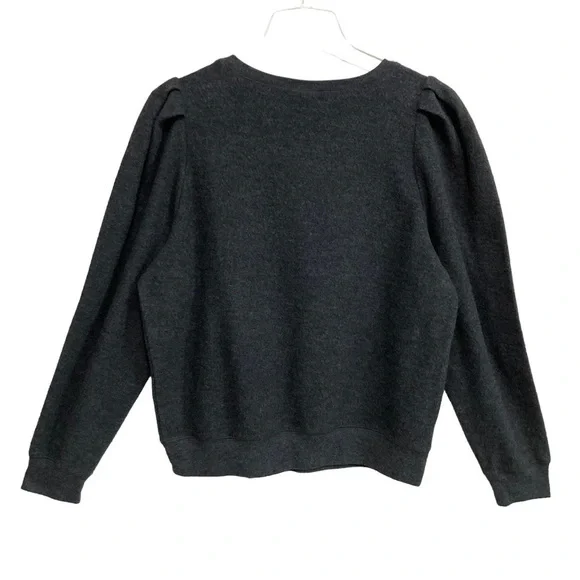 TruSelf Sweatshirt Top Charcoal Gray Sequin Gold Silver Copper Size Large - Picture 2 of 9